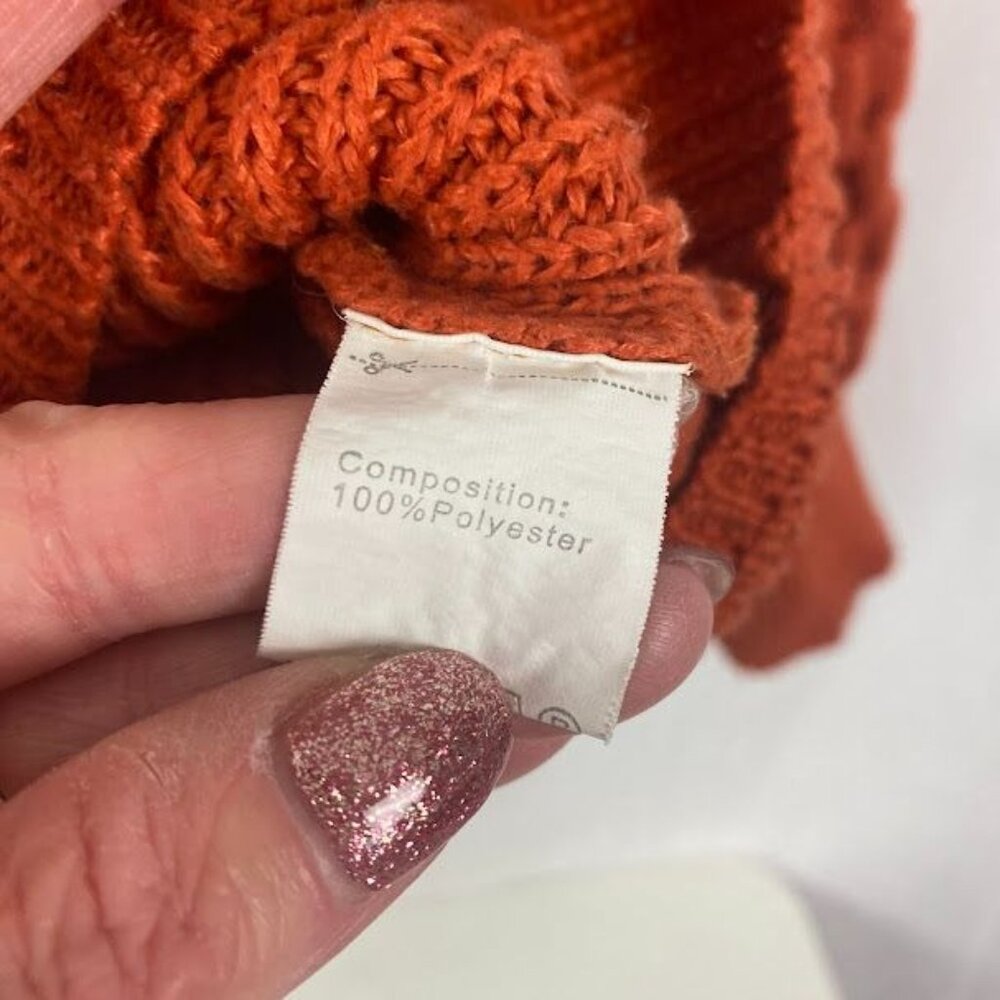 Pretty Garden Orange Knit Pullover Sweater Women's Large - Picture 11 of 12